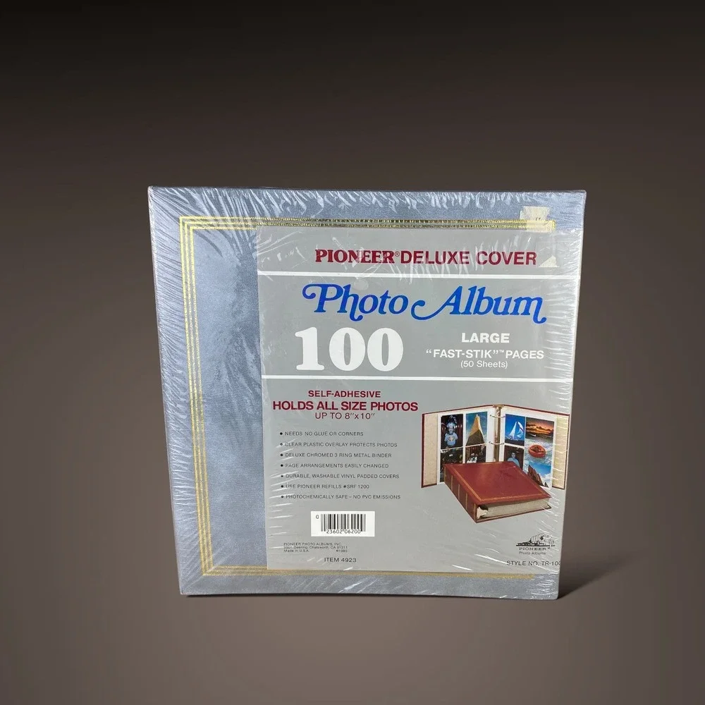 Pioneer Photo Album Deluxe Cover Gray 100 Fast-Stik Pages (50 Sheets) NOS